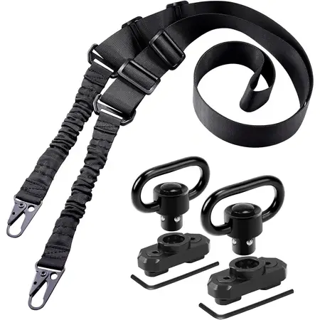 2 Point Rifle Sling Adjustable with 1.25 Inches QD Sling Swivel Mounts