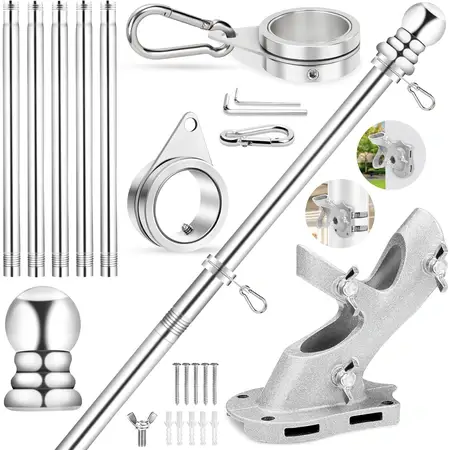 Flag Pole for House 6 FT Stainless Steel Spinning Flag Pole Kit