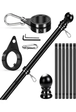 Flag Pole for Outside House Porch Wall Mount Stainless Steel Spinning Flagpole Kit