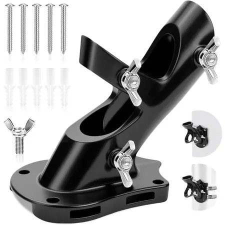 Flag Pole Holder for Outside House 2-Positions Metal Flagpole Bracket Mounts